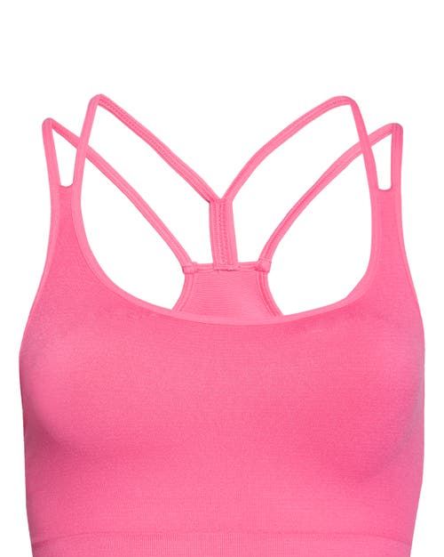 $69 Guess Women's Pink Contrast Cutout-Back Active Sports Bra Size S 