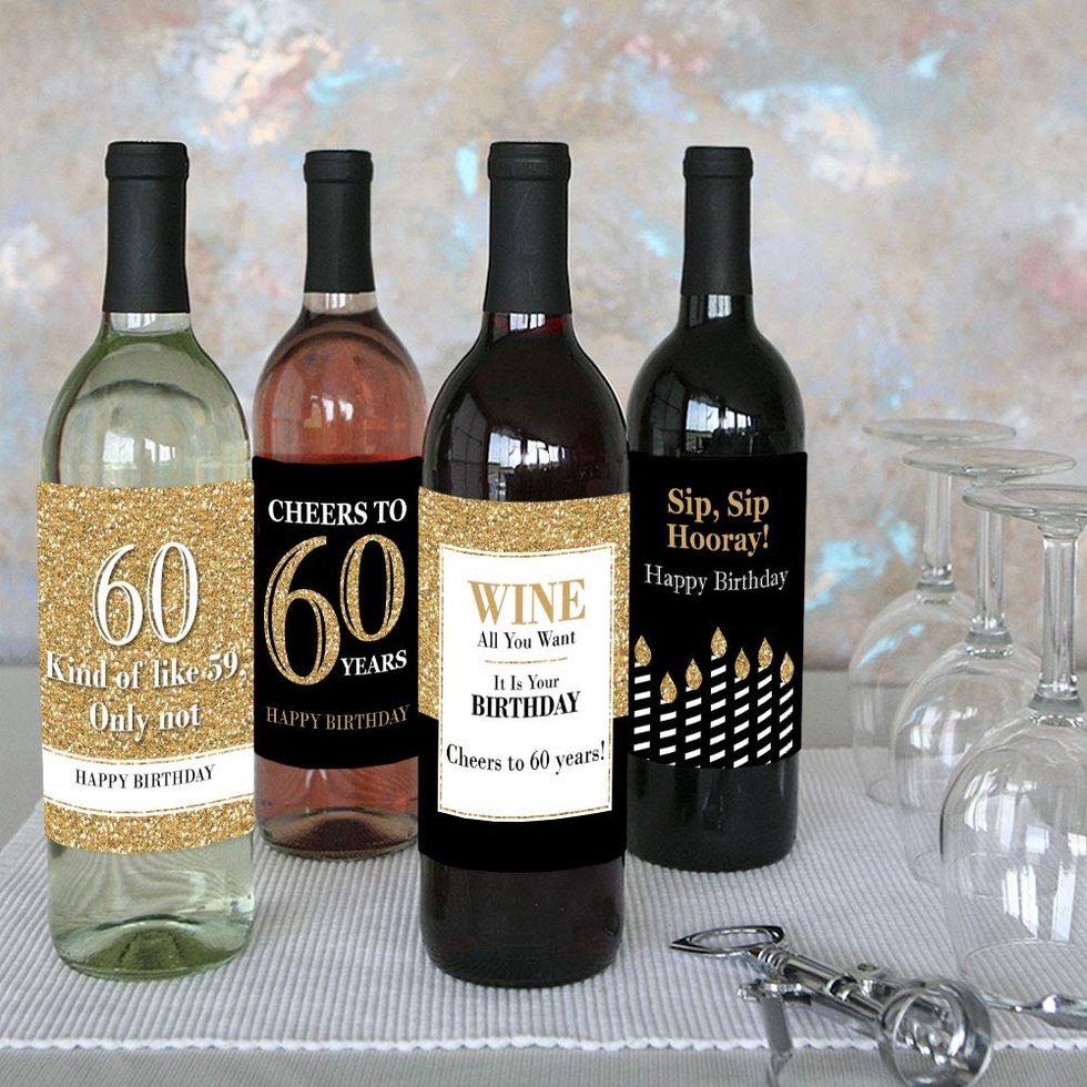 60th Birthday Wine Labels