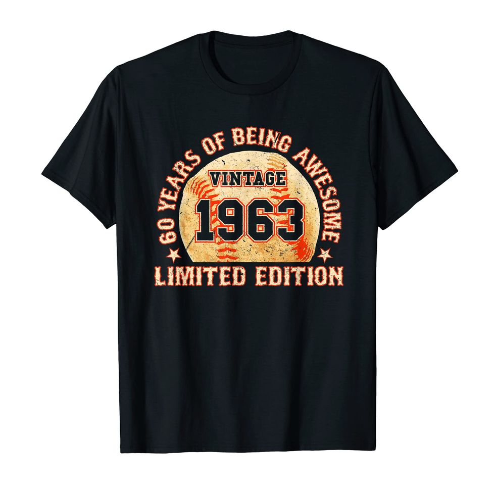 Camiseta do Fã de Beisebol Vintage 1963 do 60º Aniversário