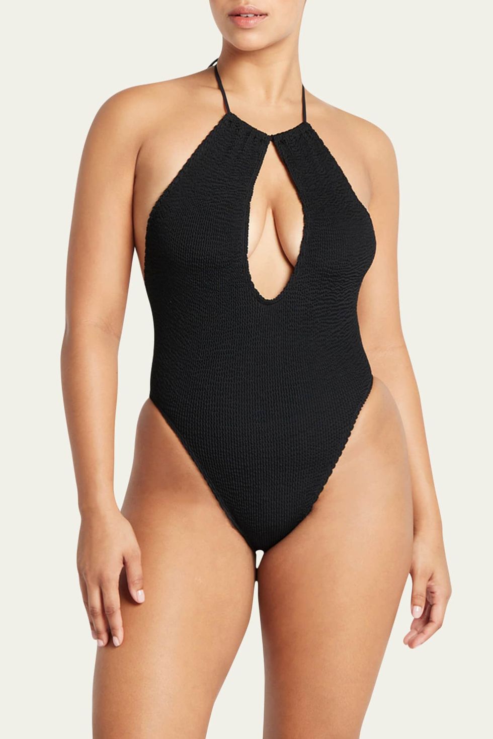 Get it Right Black Halter One Piece Swimsuit