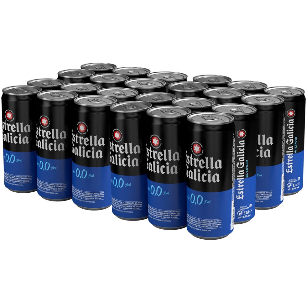 CERVEZA SIN ALCOHOL Estrella Galicia Cerveza 0,0 - Pack de 24 latas x 33 cl