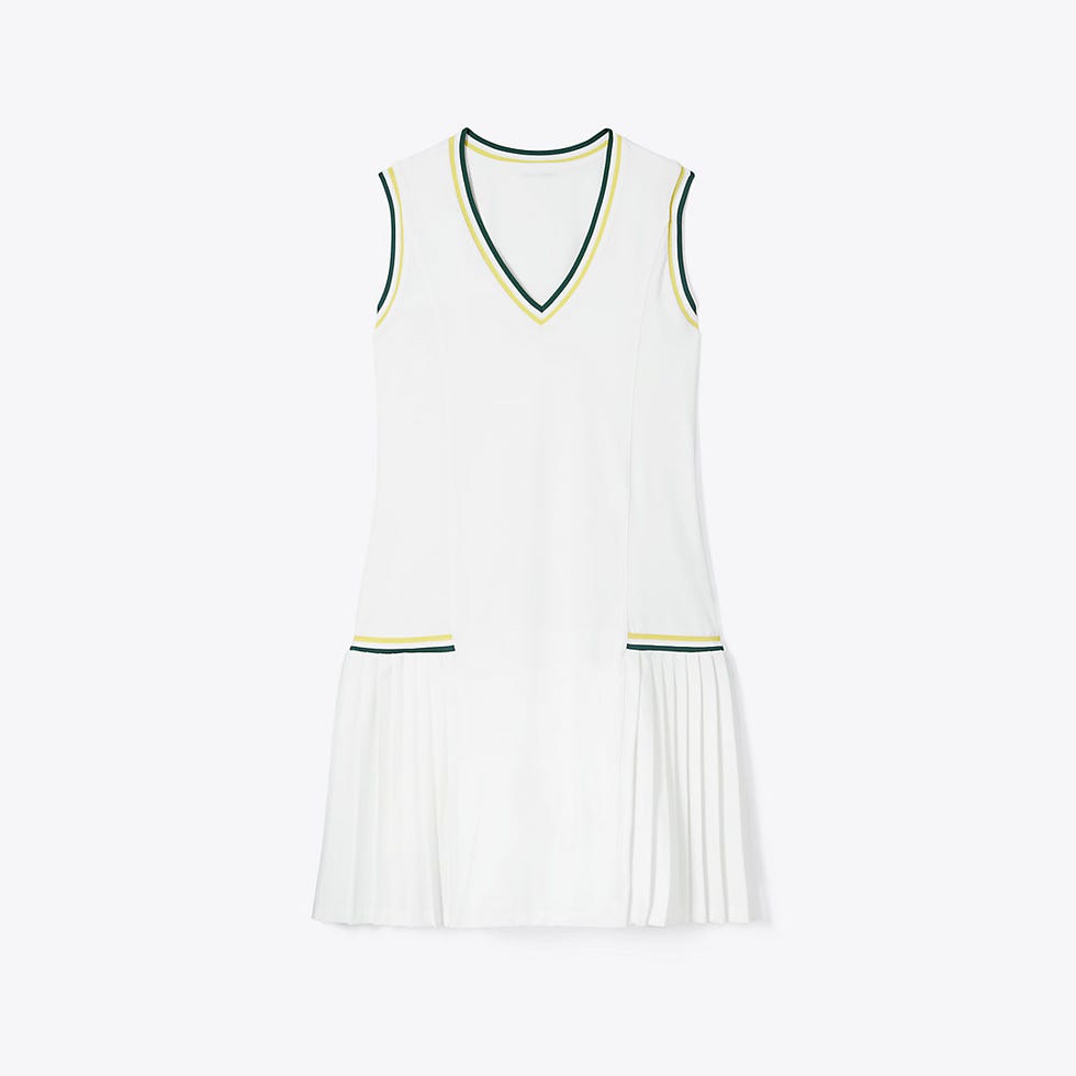 Gaun Tenis V-Neck Kerah Terbuka Tory Burch Gaun Tenis V-Neck Kerah Terbuka Tory Burch