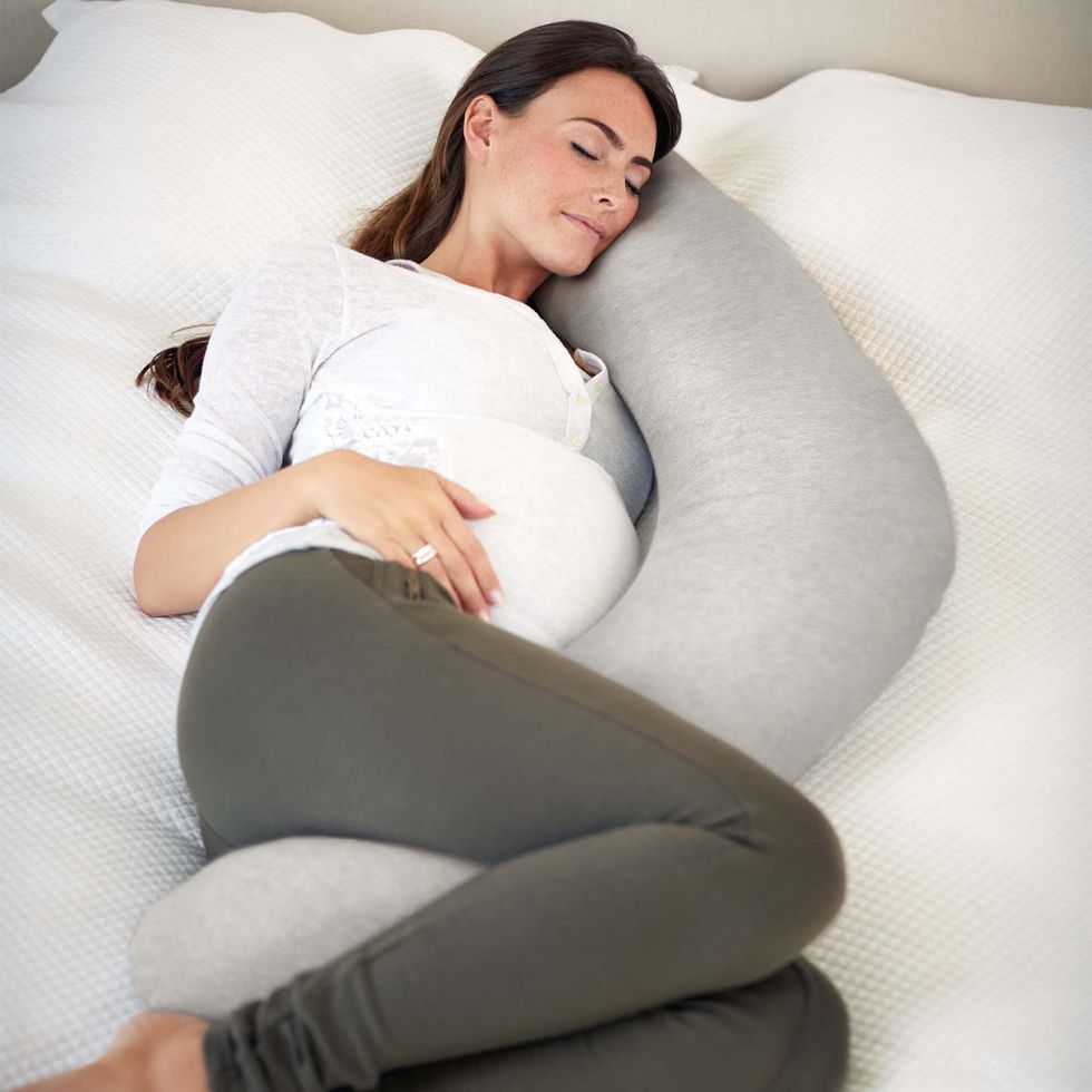 Bed Buddy Full Body Pillow and C-Shape Pregnancy Pillow - Maternity Support Pillow, Gray
