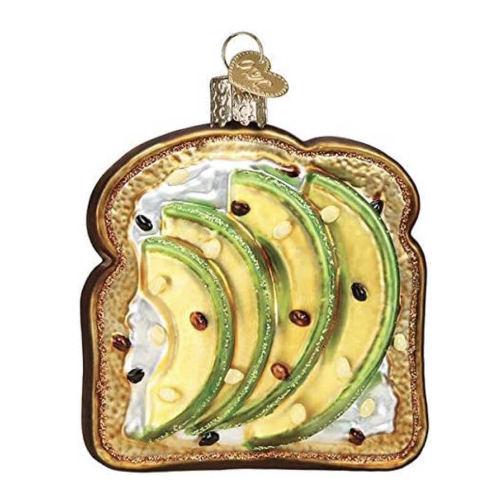Glass-Blown Avocado Toast Ornament 