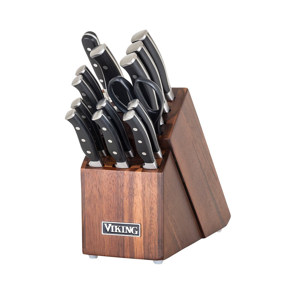 German Steel & Acacia Wood Knife Block Set