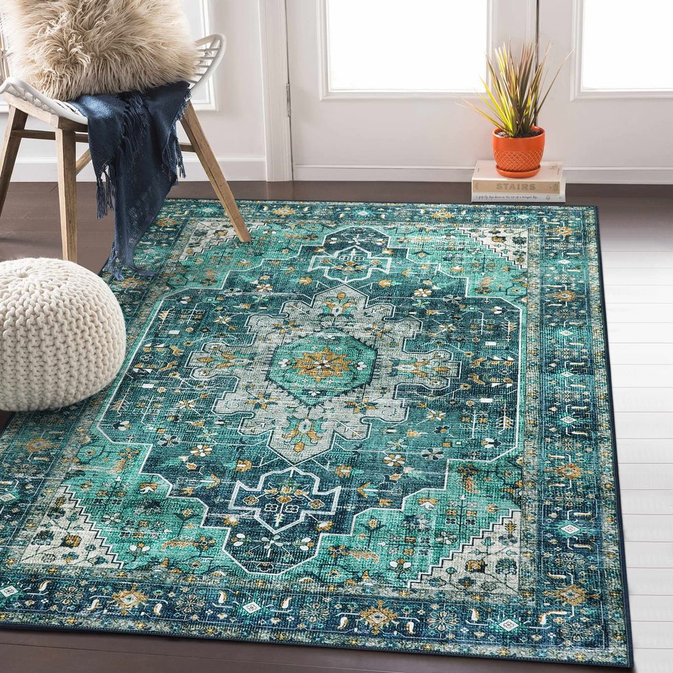  Area Rug 3x5 Washable Carpet Entryway Rug Vintage Rugs Non-Slip Area  Rugs for Living Room Apartment Dining Room Kitchen Farmhouse Bedroom Office  Home Decor Cream/Blue Boho Rug Doormat : Home 