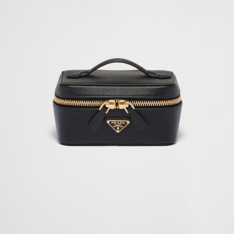 Saffiano Leather Beauty Case in Black