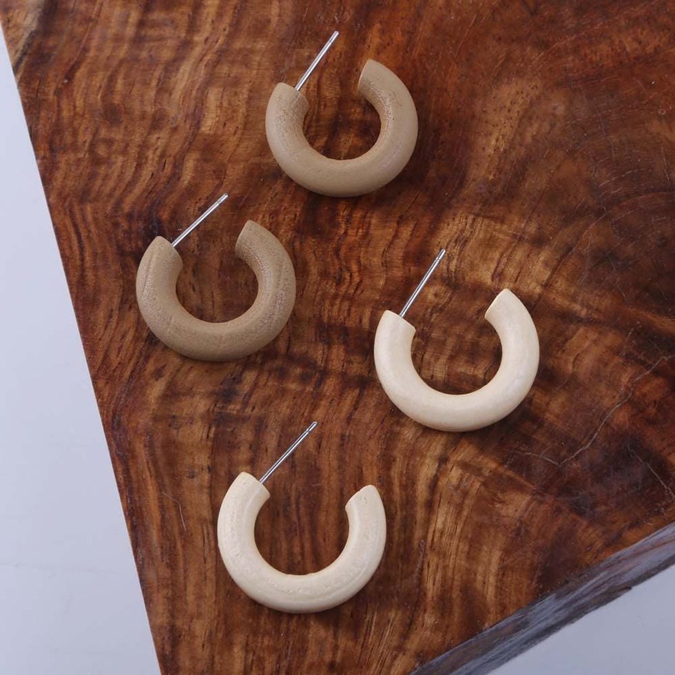 Wooden open hoop earrings