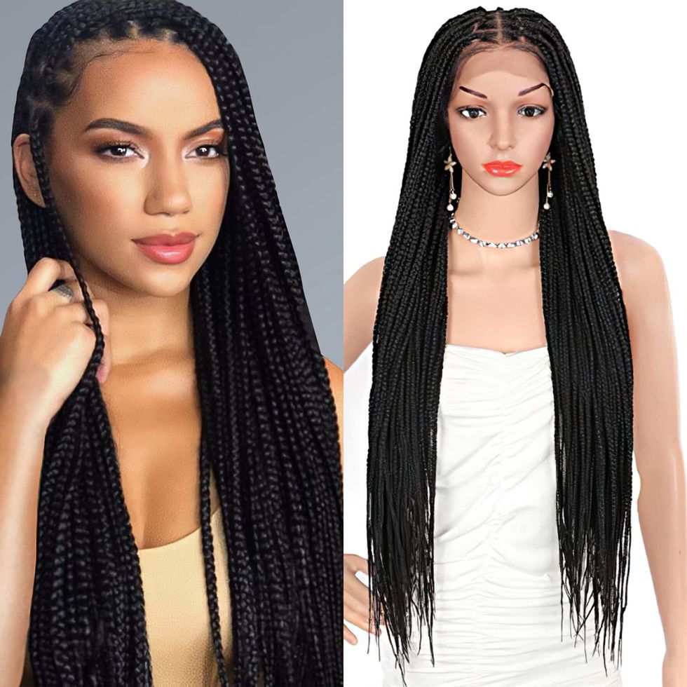  Brinbea 13X7 Lace Front Cornrow Box Braided Wigs Burgundy Box Braid  Wig with Baby Hair Synthetic Lace Frontal Updo Bun Braided Hair Wig for  Women 30 : Beauty & Personal