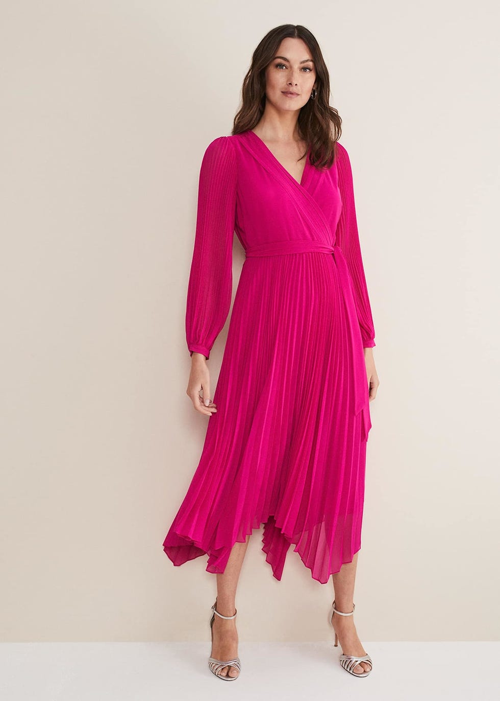 Petra Wrap Pleated Midi Dress