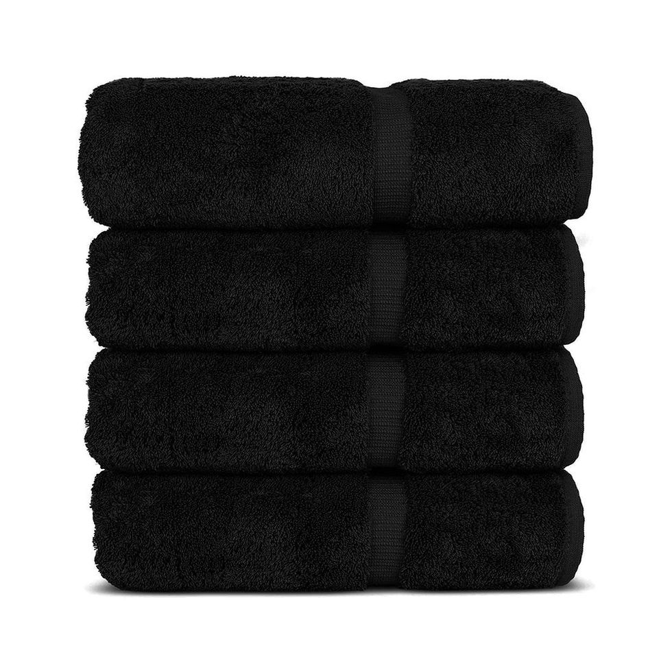 Chakir Turkish Linen Luxury Hotel & Spa 100% Cotton Premium Turkish Bath  Towels, 27 x 54 (Set of 4, Black)