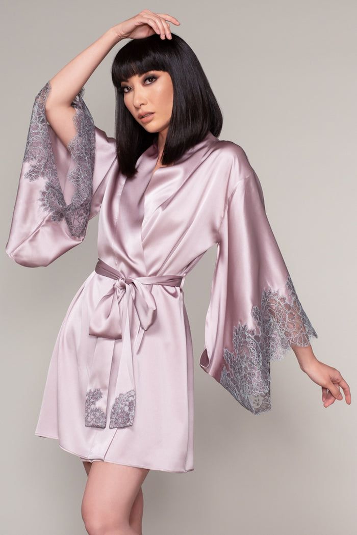Silk robes for Women Luxury 100% Silk loungewear with Oblique Silk Bat