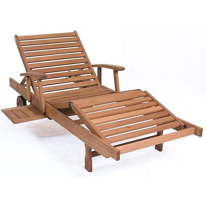 Reclining Chaise Lounge with Wheels and Tray