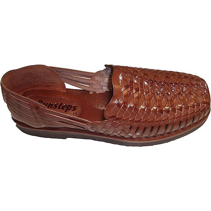 Authentic vintage chestnut brown leather woven Huarache hippie sandals/flats  women's US size 9/9.5