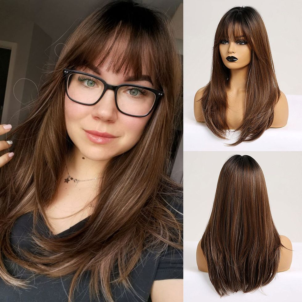 Brown Wig with Bangs 