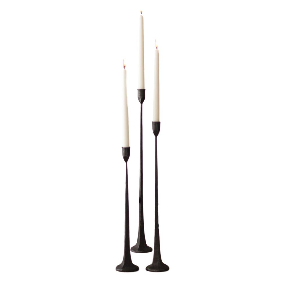 Tall Cast-Iron Candlesticks (Set of 3)