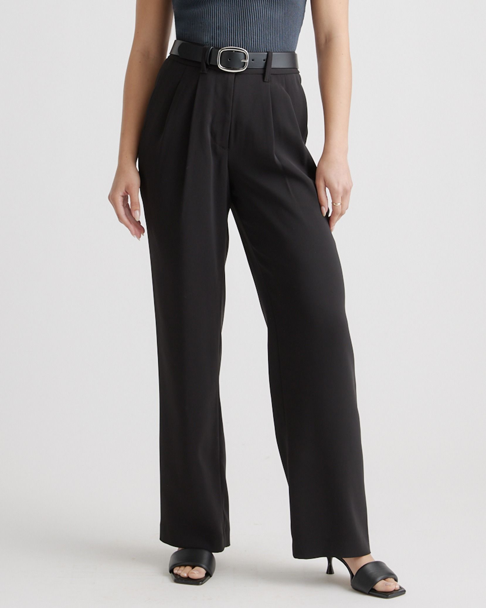 alexanderwang high waisted trouser with logo waistband BLACK -  alexanderwang® US