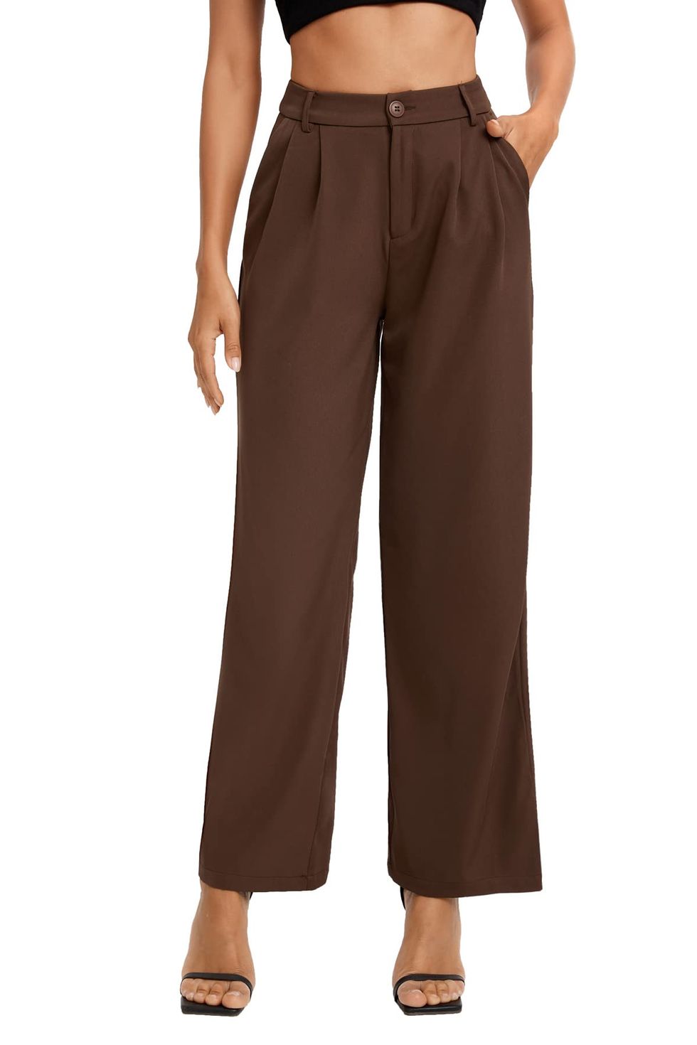 SweatyRocks Women's Elegant High Waist Belted Pants Straight Leg Office  Suit Pants Trousers Black S at  Women's Clothing store