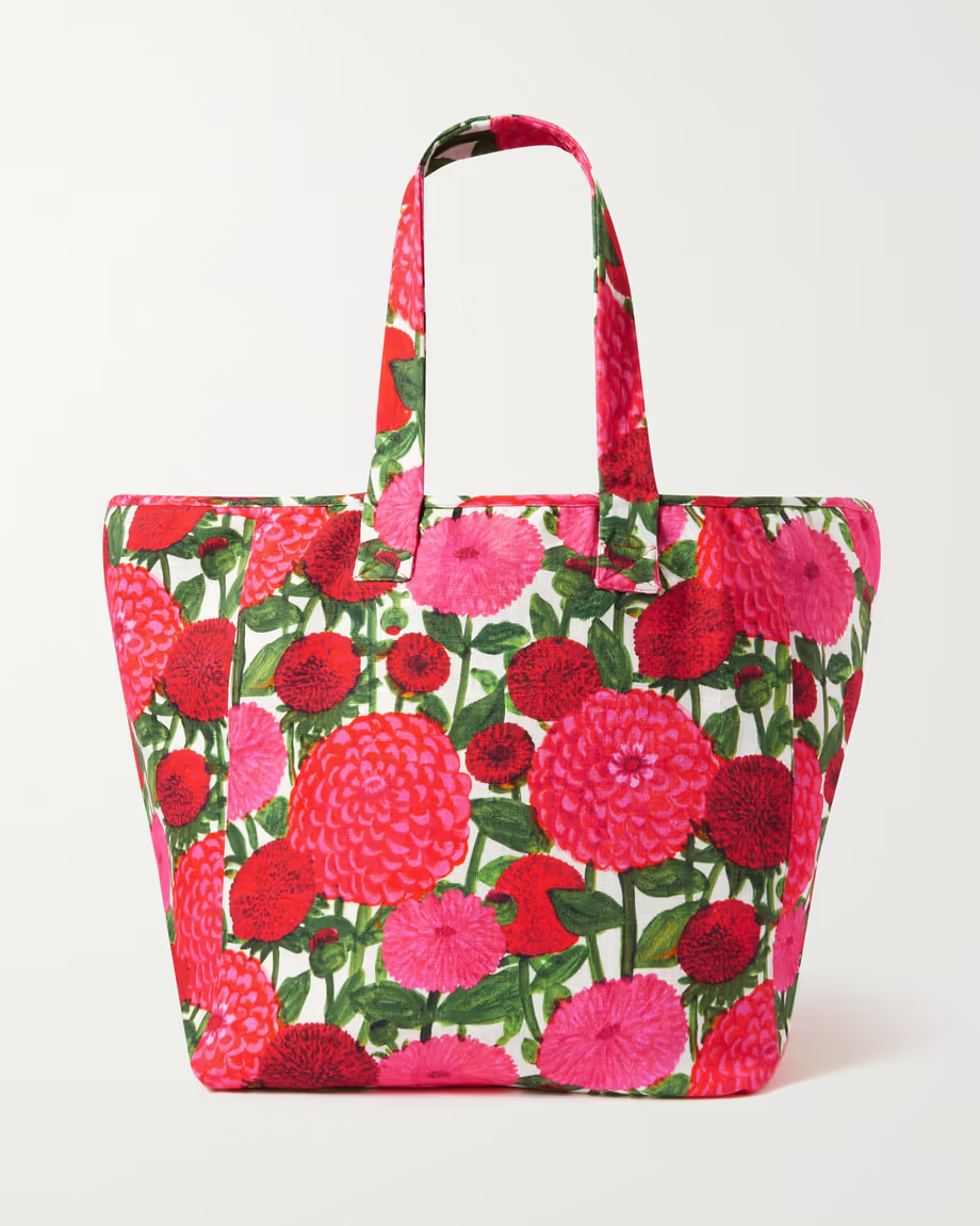 Reversible Floral Printed Stretch-Cotton Tote Bag