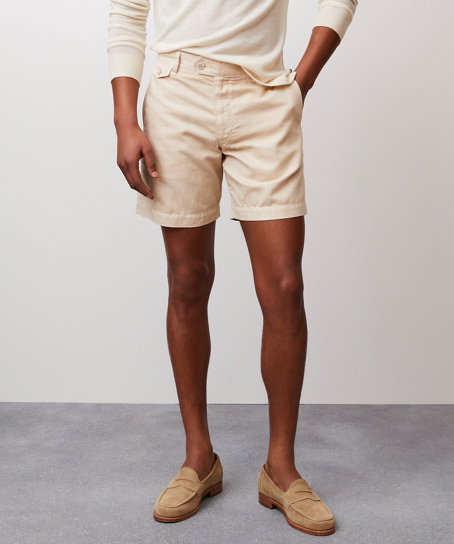 Mens khaki linen on sale shorts