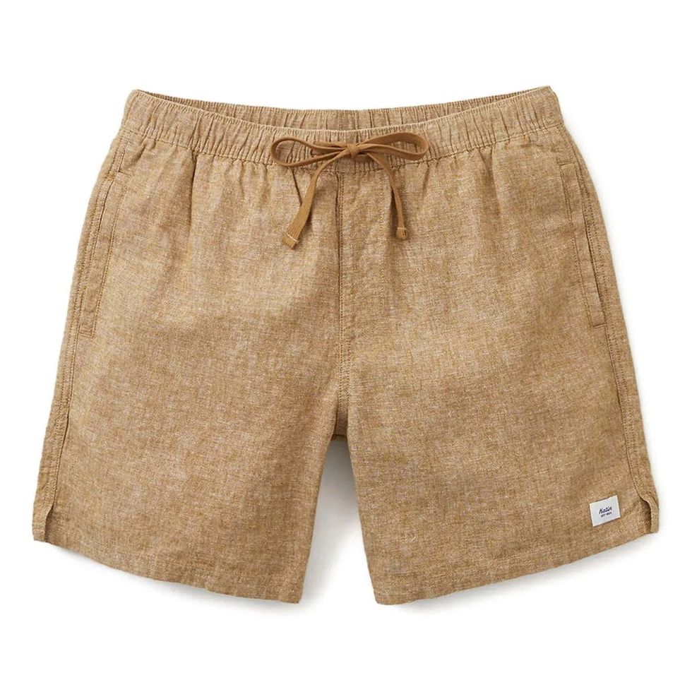 Elastic Waist Organic Corduroy Shorts in Tan