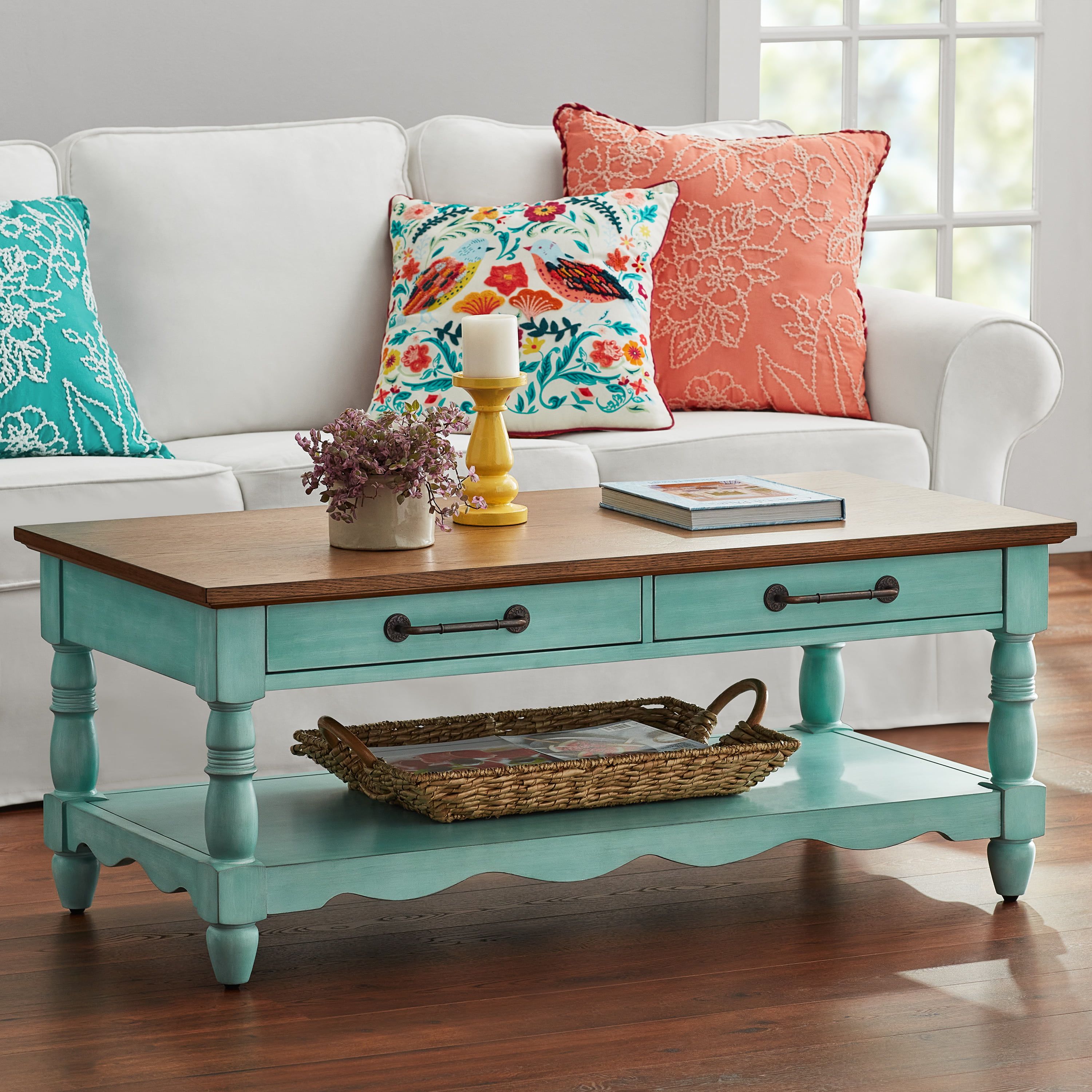 Teal store side table