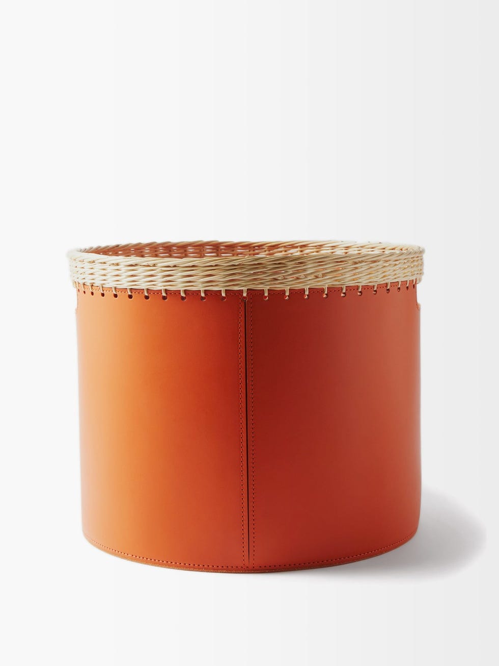 Como small leather and wicker basket