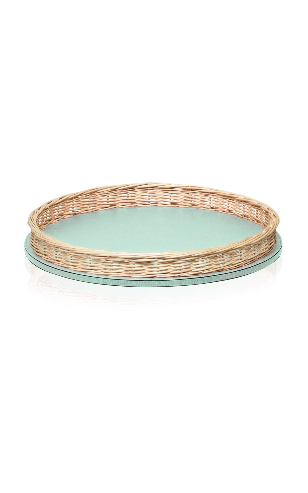 Orsay Large Rattan-Trimmed Leather Tray