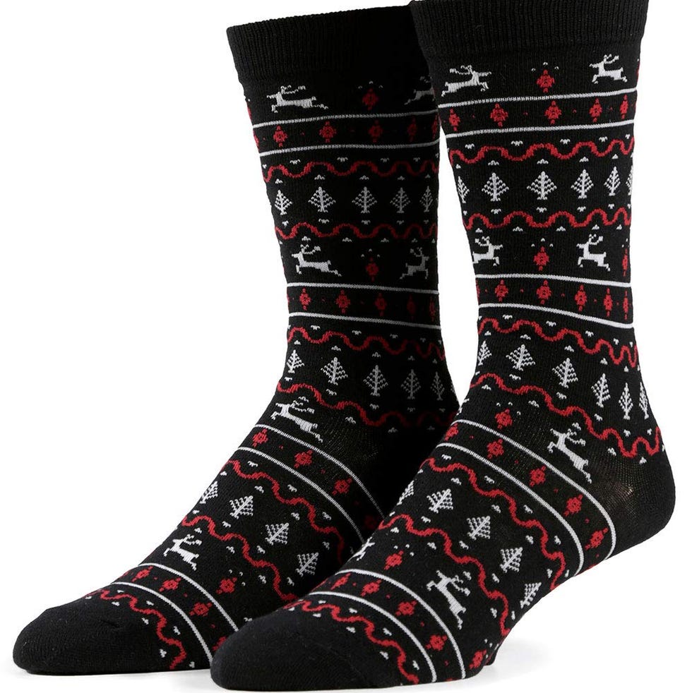 Red and Black Fair Isle Sock Red and Black Fair Isle Sock