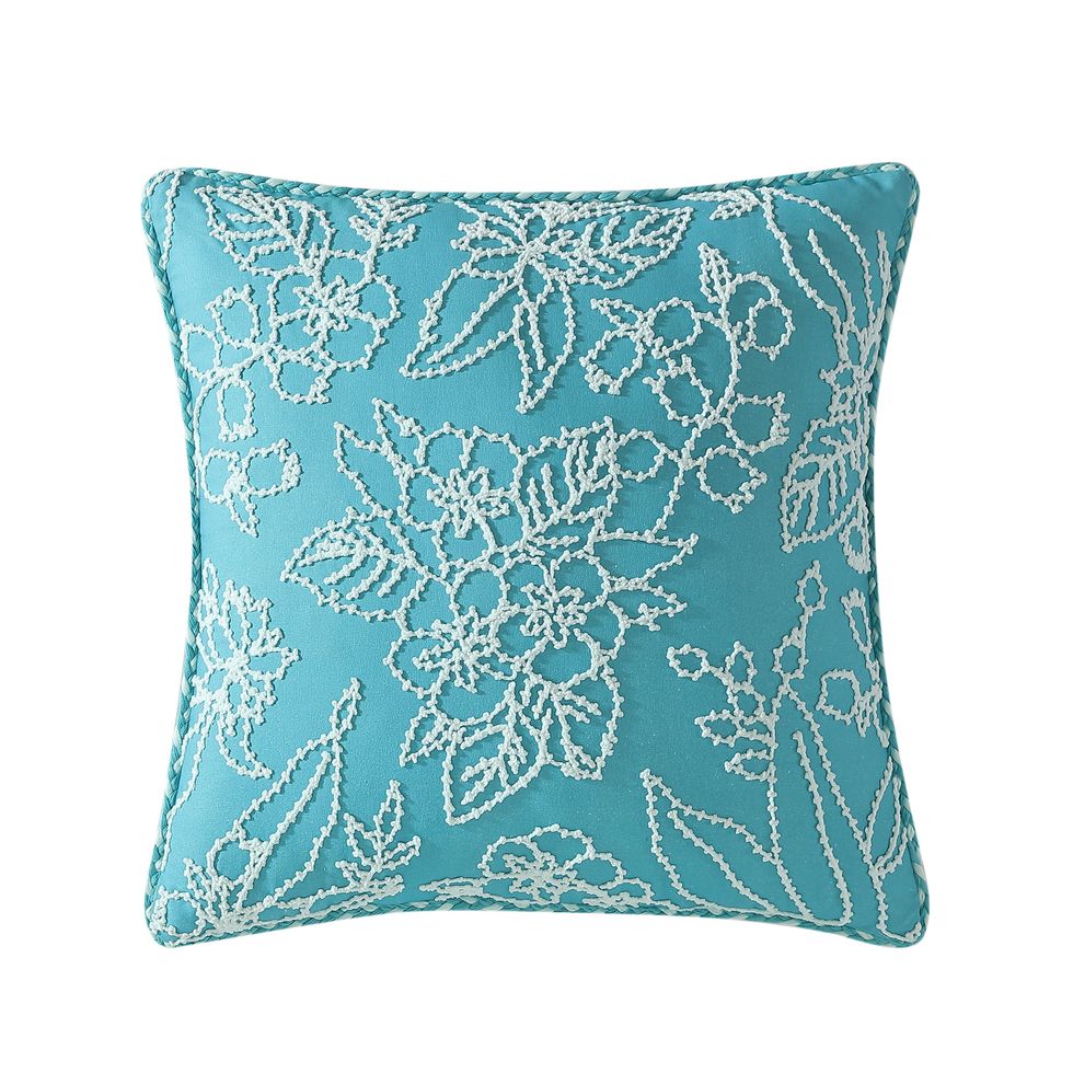 The Pioneer Woman Embroidered Floral Toile Decorative Pillow, Blue