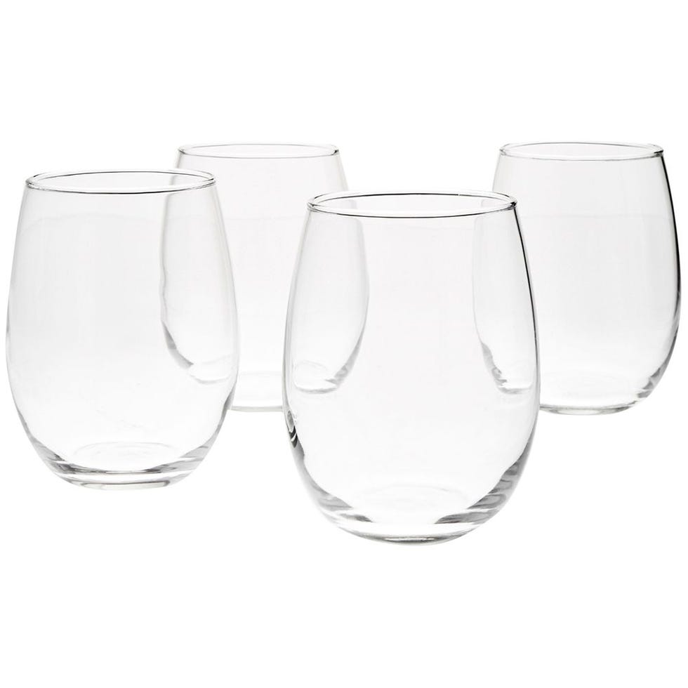 Stemless Wine Glasses, 15 oz, Set of 4, Clear