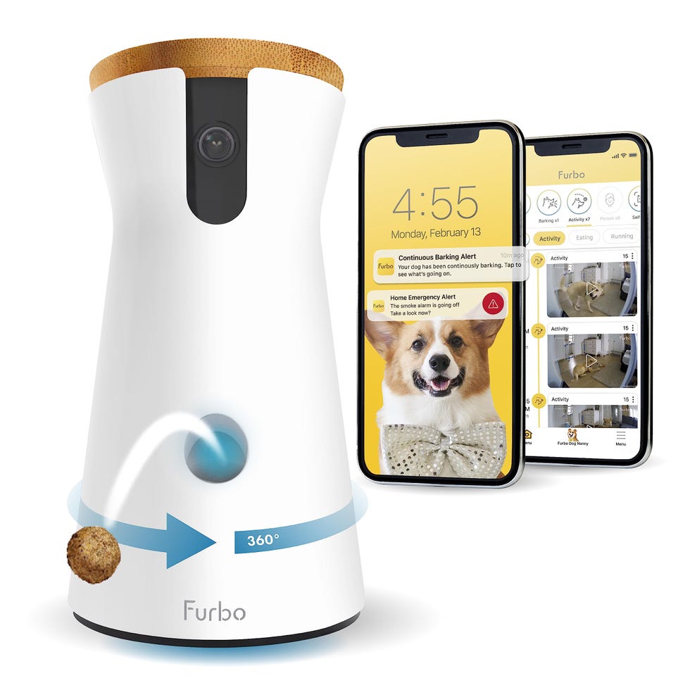 Furbo 360° Dog Camera - Subscription Required [Premium Safety Package, 2023] Smart Camera Designed for Dogs, Cloud Recording, Home Emergency Alerts, Tracking, Treat Toss, Bark Detection