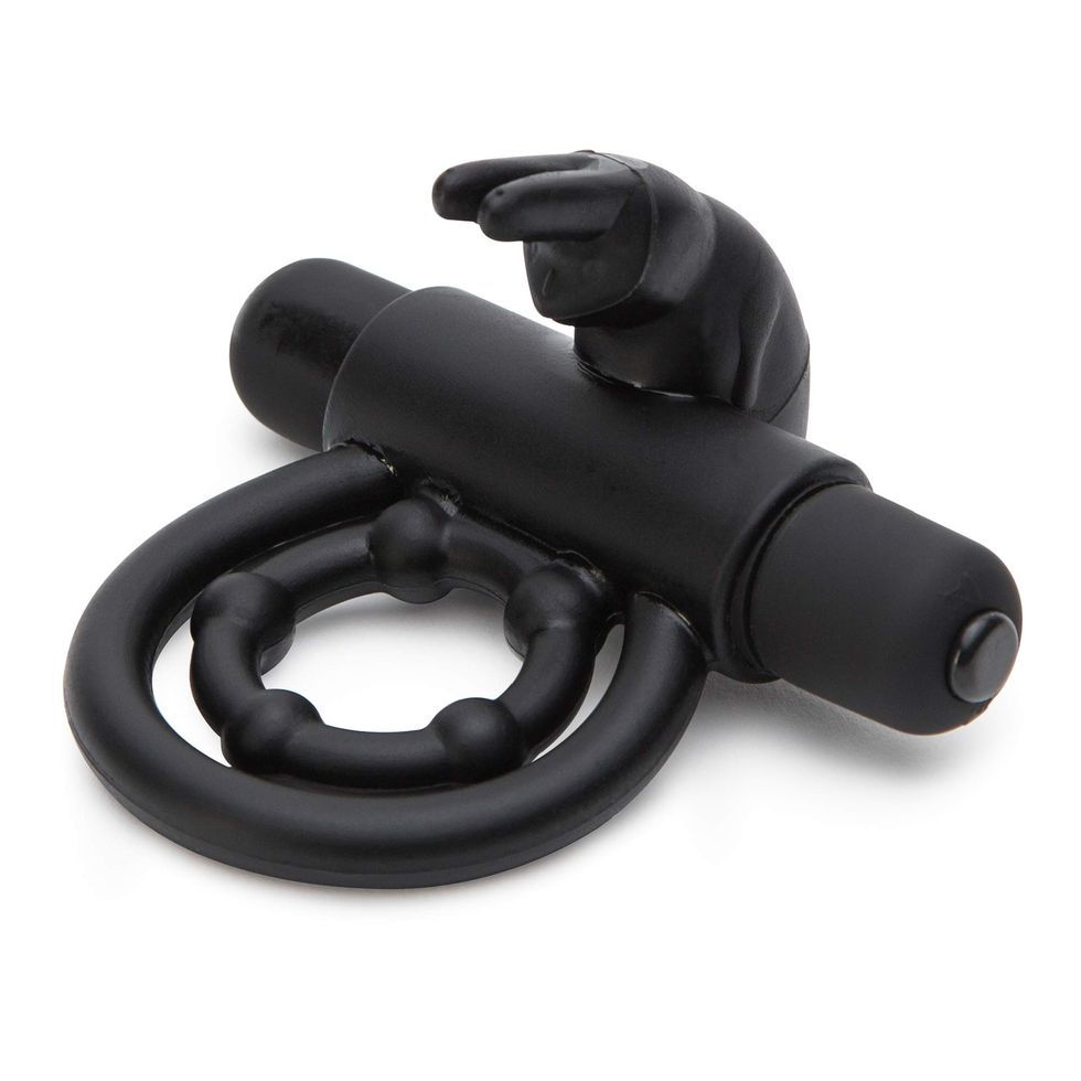 lovehoney bionic bullet rabbit vibrating cock ring stretchy double silicone ring with rabbit ears 5 function removable bullet vibrator waterproof black