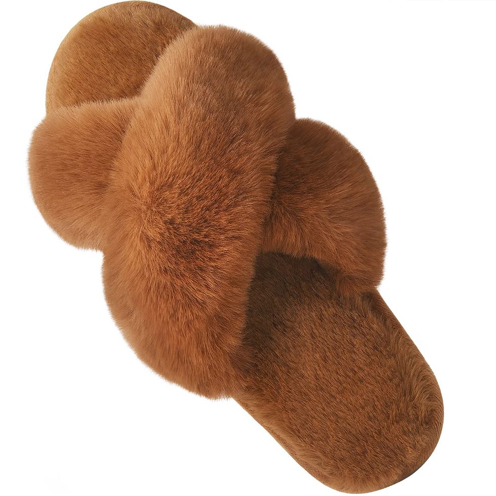 Women’s Cross Band Fuzzy Soft House Slippers