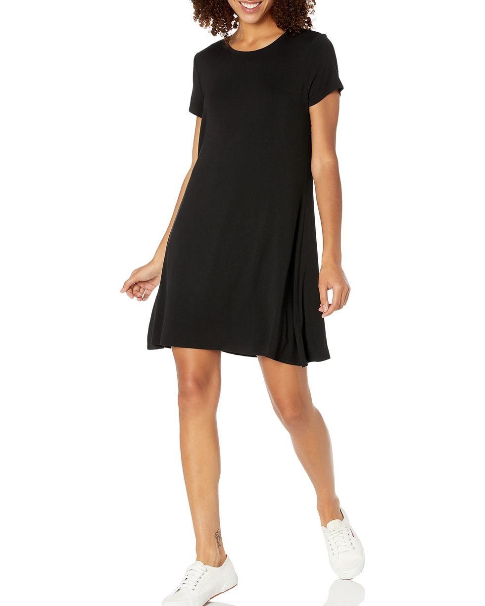 A-line dress with short sleeves and scoop neck