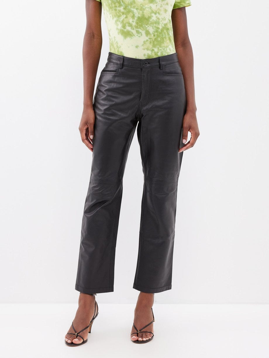 Leather Straight-Leg Trousers