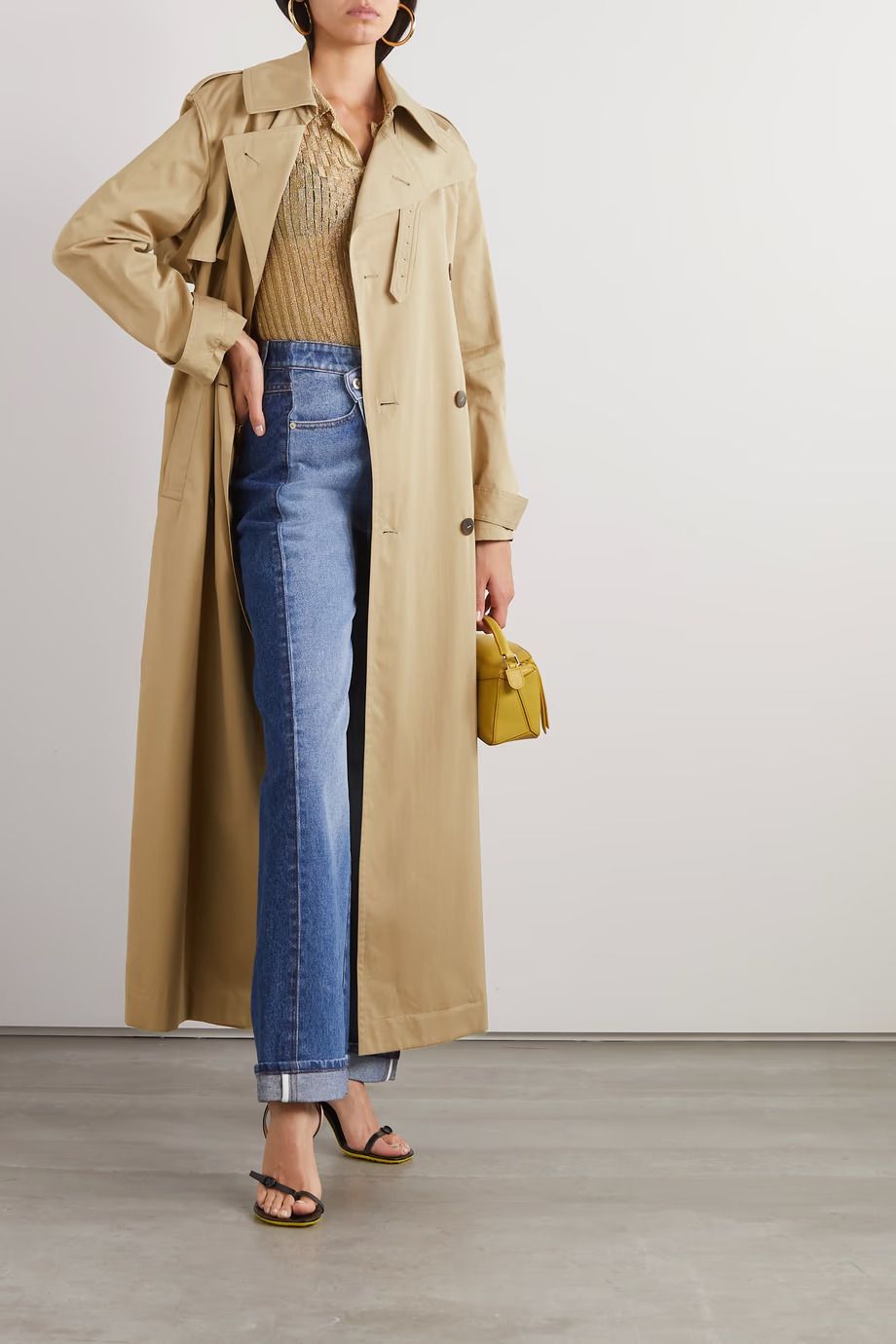 Double-Breasted Belted Cotton and Silk-Blend Trench Coat
