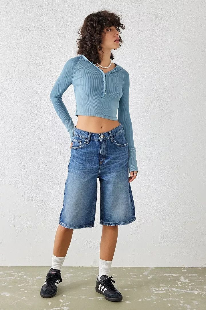 Denim sales longline shorts