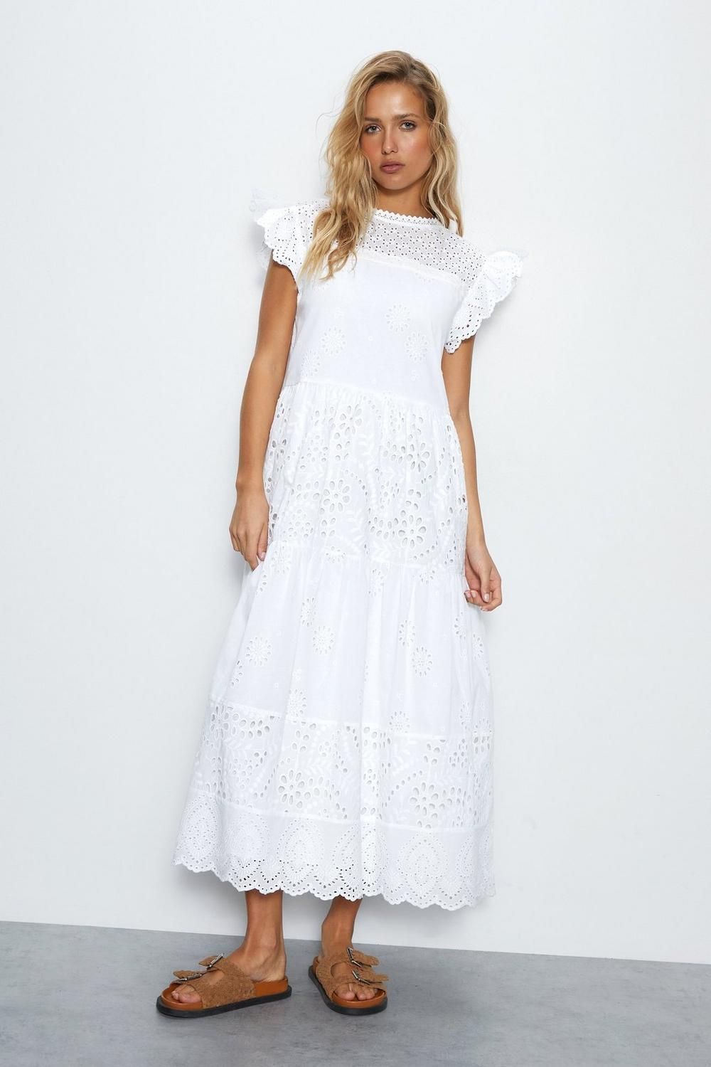 White clearance broderie dress