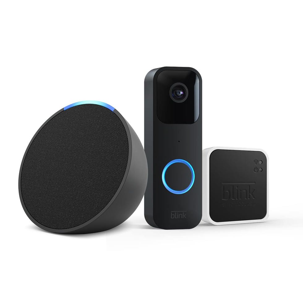 Blink Video Doorbell, Black + Sync Module 2 + Echo Pop