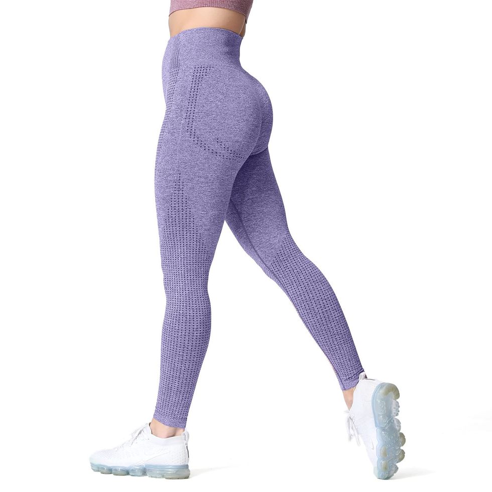 Purple White Best High Waisted Leggings, Gym Leggings