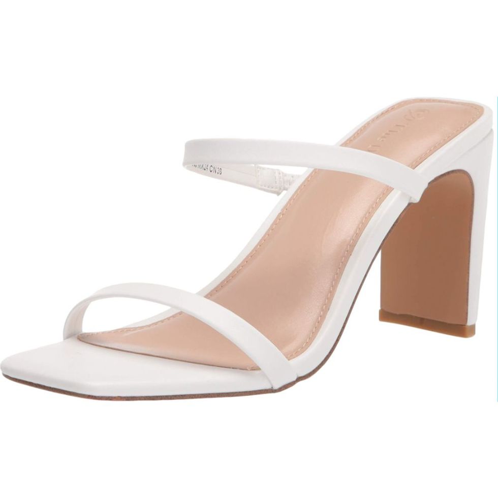 Avery Square-Toe Two-Strap High-Heeled Sandal