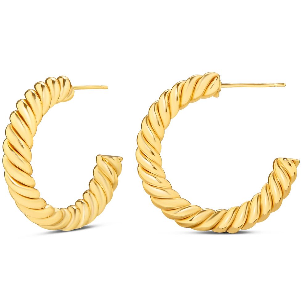 14K Gold-Plated Twisted Rope Hoop 30mm