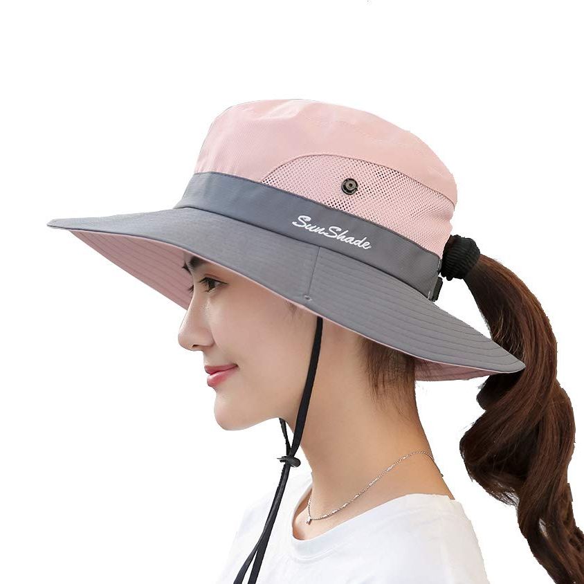 Sun Hats For Women UV Protection Wide Brim 2 in 1 Zip-Off Visor Summer Beach Hat Womens Packable Golf Hat Purple