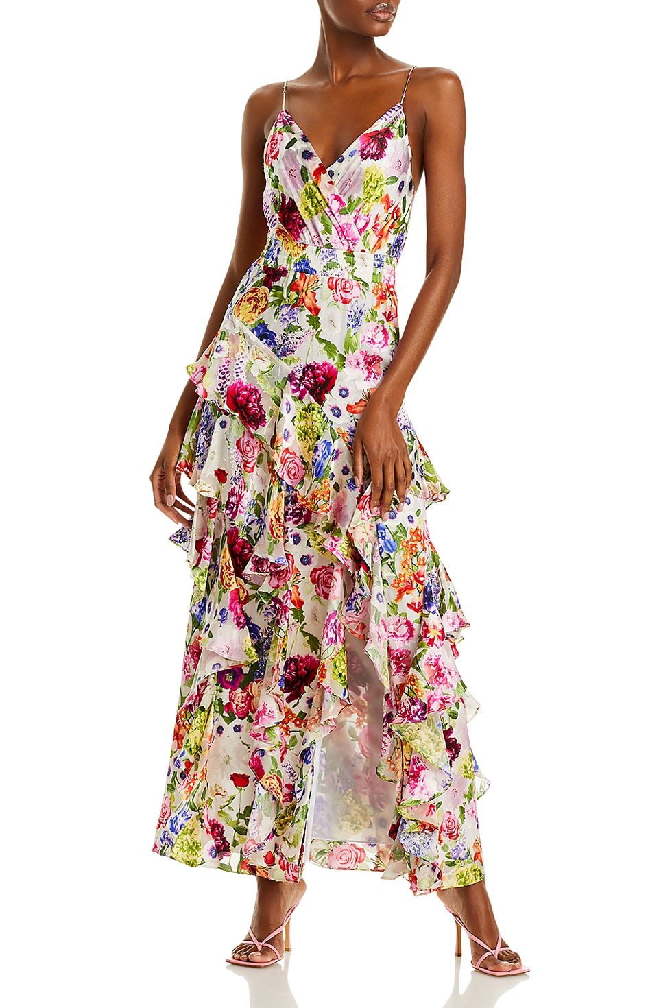 Hayden Floral Print Ruffle Maxi Dress