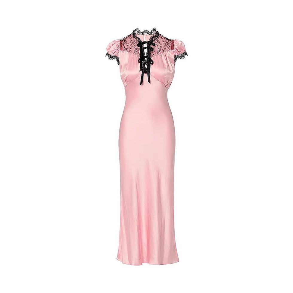 Silk Satin Dress With Lace
