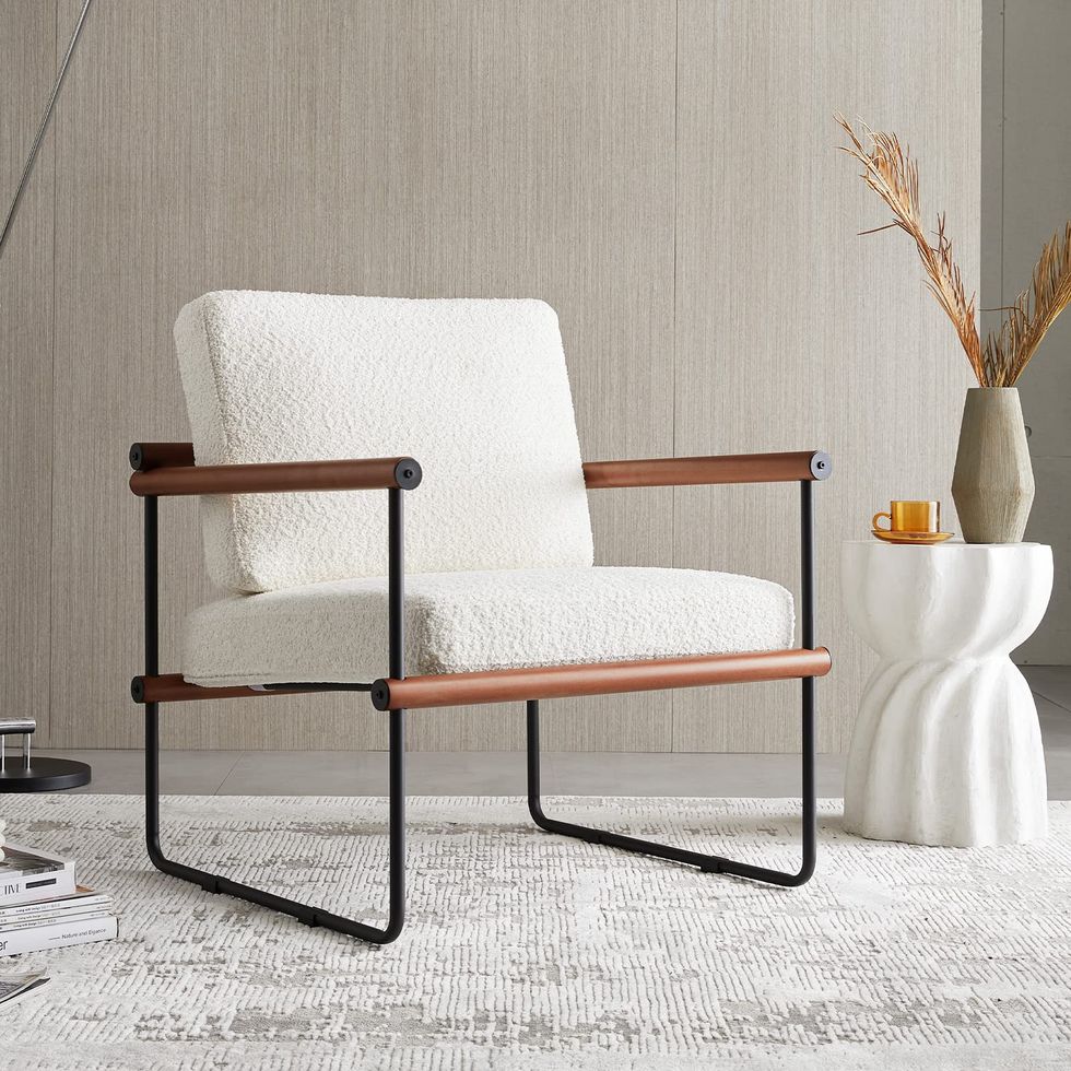 Modern Bouclé Fabric Accent Chair
