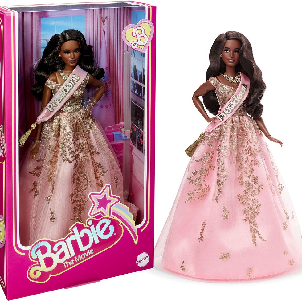 Mattel Barbie The Movie Doll, President Barbie Collectible Wearing Shimmery Pink and Gold Dress with Sash 
