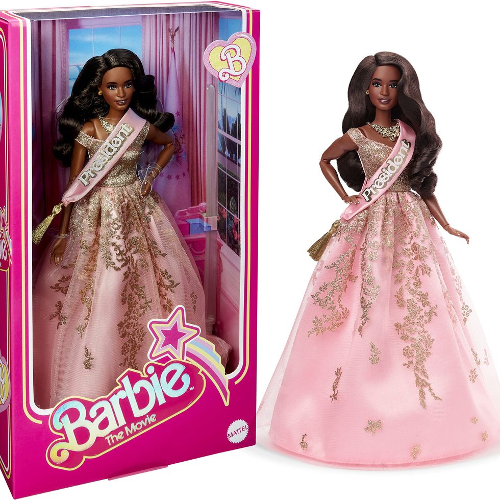 Mattel Barbie The Movie Doll, President Barbie Collectible Wearing Shimmery Pink and Gold Dress with Sash 