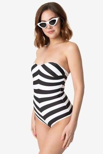 Black & White Chevron Stripe Bathing Suit